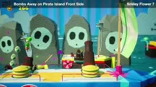 [Yoshi's Crafted World] Bombs Away on Pirate Island - All Smiley Flowers, Red Coins