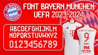 FREE DOWNLOAD FONT Bayern Munchen UEFA 2023 2024 NETRAL SPORT TTF JERSEY FONT   FONT FOOTBALL #font