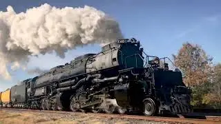 Union Pacific steam locomotive 4014, &ldquo;Big Boy,&rdquo; pulls out of Prescott, Arkansas.
