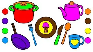 Coloring Kitchen Dishes Set For Kids | Drawing And Art Coloring Pages Coloring Book For Boys Girls