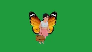 green screen beautiful fairy flying with his hand bag ||  free animated video