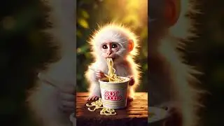 Cute Baby Monkey Eating Cup Noodles 🍜😂 | Funny Monkey Video | Baby Monkey Laughing & Clapping