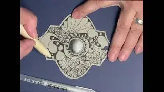 Zentangle grey lantern tile - Christmas ornaments