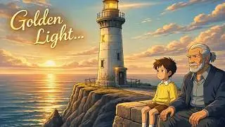 Cozy Lighthouse Evening by the Sea | Ocean Waves & Golden Light ASMR