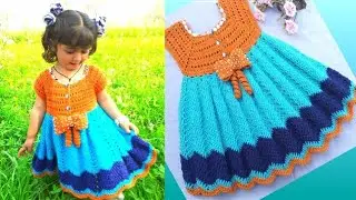 Crochet Baby Frock Part-1 क्रोसिया बेबी फ्रॉक for 3 to 4 years girls || All sizes Crochet Frocks
