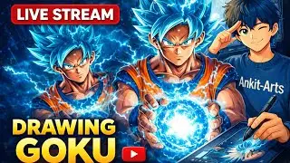 Dragon Ball Z Goku Drawing🐉 Live🔴 Anime Drawing #art #goku #anime #drawing