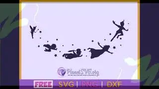 Peter Pan Gang Flying SVG Free Download Cut File for Cricut Silhouette Tinkerbell PNG Clipart