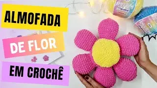 ALMOFADA DE FLOR EM CROCH&Ecirc; - croch&ecirc; para iniciante fio chenille croch&ecirc; 