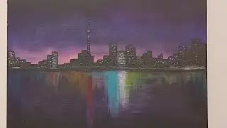 Timeline painting of Toronto, Canada Skyline. Acrylics
