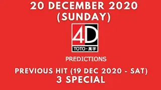 Foddy Nujum Prediction  for Sports Toto 4D - 20 December  2020 (Sunday)