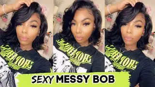 😱Sexy Messy Bob Wig| Realistic Pronto Lace Front Install ft. Lumiere Hair| KennySweets