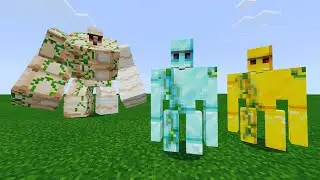 Giant Iron Golem Vs. Diamond Golem and Gold Golem in Minecraft PE
