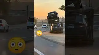 Shocking Moment: Car Falls Off Moving Truck Carrier