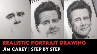 Реалистичный портретный рисунок угольным карандашом | Джим Кэри