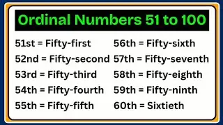 Ordinal numbers | Ordinal numbers 51 to 100/51 to 100 Ordinal numbers |51 se 100 tak ordinal numbers