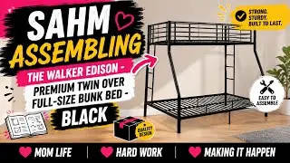 SAHM Assembling The Walker Edison - Premium Twin over Full-Size Bunk Bed - Black