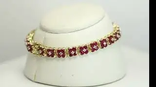 Natural Diamond Ruby Bracelet 2.82CT 14K Yellow Gold 7&rdquo; Long - 33902