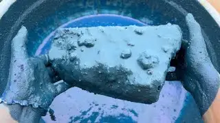 Blue cement water crumbling and pasteplay dipped 