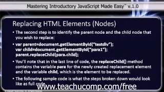 JavaScript Training Tutorial Replacing HTML Elements (Nodes)