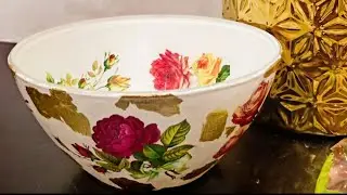 How To Do Decoupage Under Glass Technique | Reverse Decoupage Gliding On Bowl | Water Slide Paper