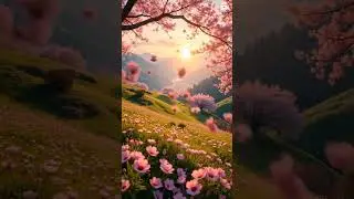 Dreamy Flower Valley with Cherry Blossoms | AI-Generated Nature Fantasy|#shorts