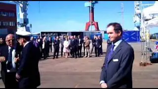 Coin laying ceremony for the Spirit of France on launch day for the P&O Spirit of Britain