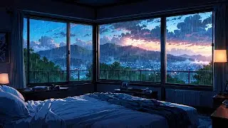Rainfall Across a Quiet Hillside City at Dusk | 10 Hours of Gentle Rain for Sleep & Mental Clarity