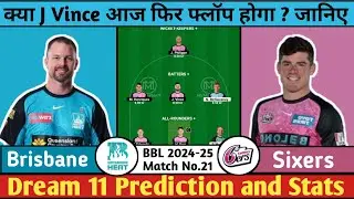 SS vs BH Match Prediction | SS vs BH Match  Dream 11 Prediction | SS vs BH BBL 2024-25 Match  No.21