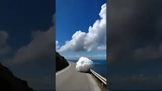 Cloud Ballet: The Enchanting Journey of a Rolling Cloud on the Road 🌥️🛤️✨