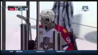 Jonathan Racine first nhl shift (hit on Clutterbuck)