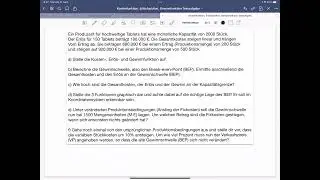 Kostenfunktion, Erl&ouml;sfunktion, Gewinnfunktion, Break-even-Point in einer Textaufgabe