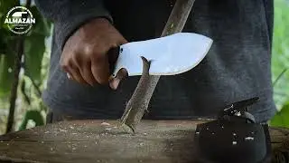 Handmade Stainless Steel Bushcraft Knife With Color Wood Handle by Almazan Knives