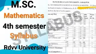 MSc 4th sem syllabus/ Mathematics/ RDVV University/ pdf file link in description 👉