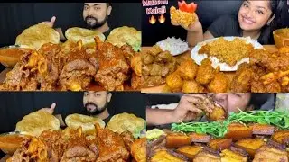 SPICY MUTTON FAT CURRY WITH SPICY MUTTON NALLI CURRY AND SPICY CHICKEN CHOPPER RICE | ASMR MUKBANG