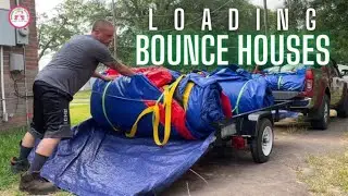 How to load Bounce Houses in a small trailer. (Easy way)