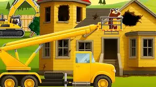 Crane &  Excavator Clamp - Transporting wood to repair ancient houses |  Construction Vehicles