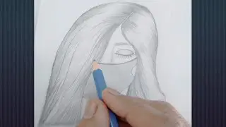 Girl with face mask protection | easy sketch step by step | easy drawing for biggners#sp creativity#