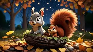 Four Baby Squirrels Gather Nuts | Nature & Counting Song for Kids | Educational Nursery Rhyme