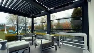 Fully Enclosed Louvered Pergola | Guillotine Glass Walls
