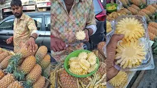 Master Speed Pineapple Cutting in India | Mumbai | Fruit Cutting Skill | Indian Street Food