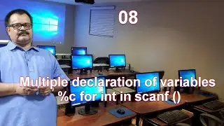 Multiple declaration of variables. %c for int in scanf().