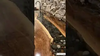 WOOD WITH PEBBLES ROCK DECORATION WORK USING EPOXY RESIN KITCHEN PLATFORM FINISHING WORK IDEAS