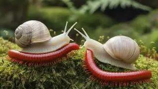 Millipede's Journey Through a Snail World #Millipede #Snails #UnexpectedMeeting