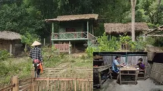 Sprinkle lime around the farm to disinfect and prepare dinner with son on a stormy day