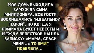 На свадьбе дочь бросила букет прямо мне в руки. Между цветами я нашла записку — и побледнела…