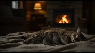 Purring Cats and Fireplace Ambience &ndash; Calming Sounds for Restful Sleep