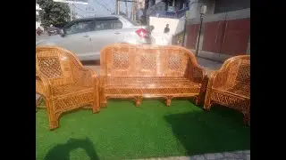 Cane sofa set with table