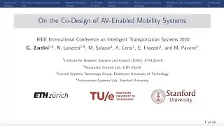 Gioele Zardini - On the Co-Design of AV-Enabled Mobility Systems - IEEE ITSC 2020