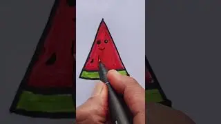 You Won't Believe How Simple Watermelon Drawing Is #kids#watermelon#drawing #shorts#shortsdrawing