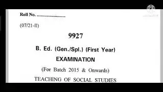 B.ed 1st year. Teaching of Social Studies Question paper:CDLU SIRSA